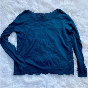 american eagle • blue lace long sleeve sweater